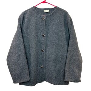 Vintage Fleece Jacket Womens Large Gray Minimalist Gorpcore Utility Cozy Soft